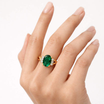 design elegant engagement ring unique engagement ring bridal jewelry ring green gemstone ring oval cut gemstone gold jewelry ring luxury jewelry ring handmade jewelry ring