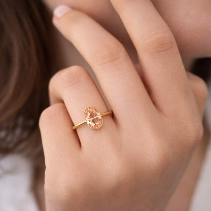 design handmade jewelry artisan ring modern jewelry dainty jewelry minimalist ring polished band slim gold ring pink centerpiece crystal ring