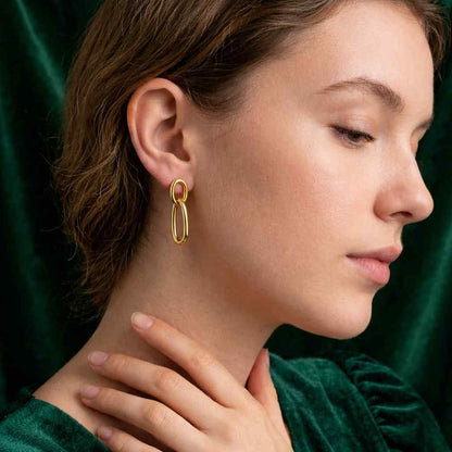 14k Gold Dangle Chain Earrings, Minimalist Drop Earrings, Modern Statement Jewelry