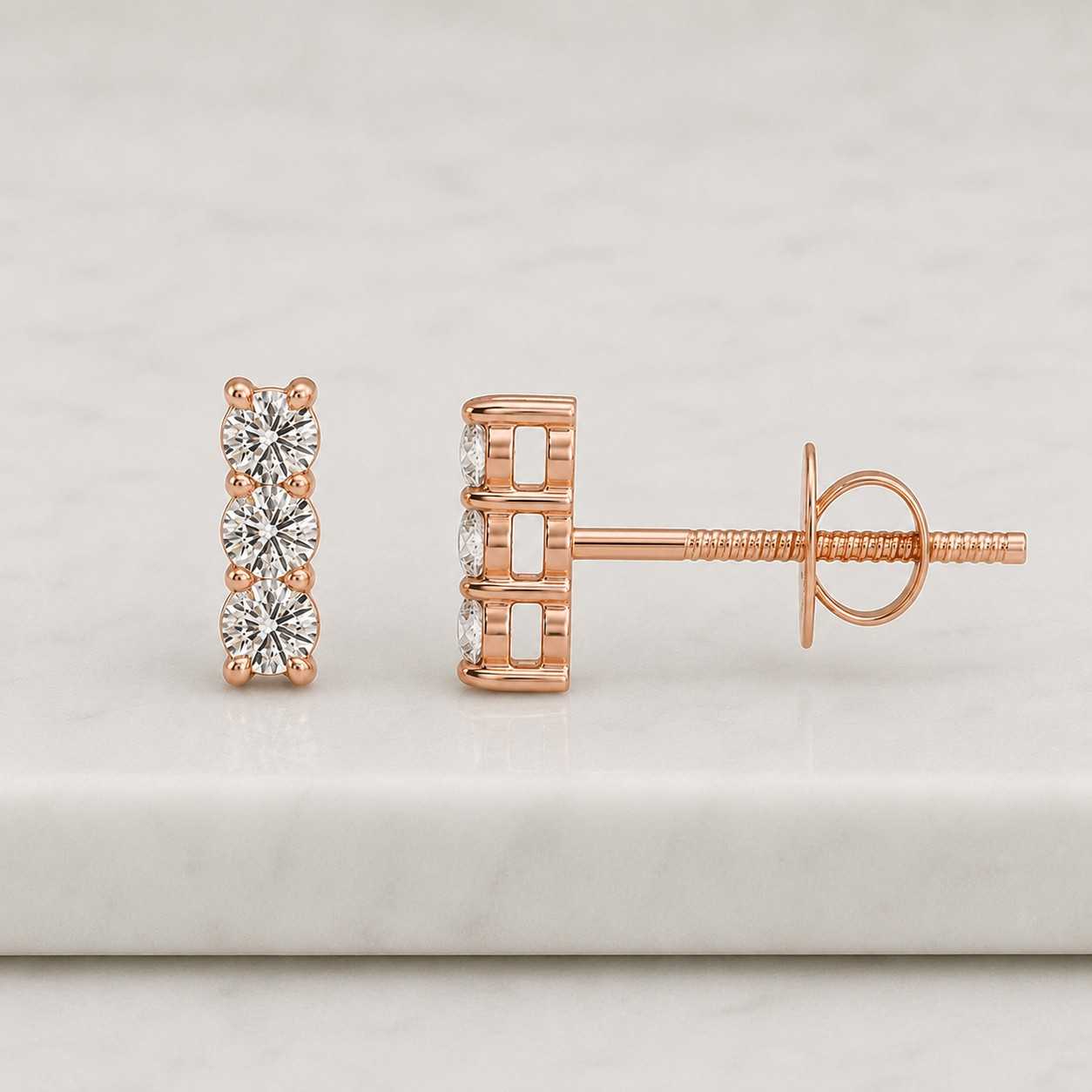 diamond bar earrings triple diamond earrings gold bar studs vertical studs three diamond