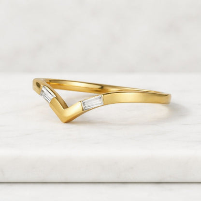Solid Gold Emerald Cut Moissanite Eternity Band Ring,
