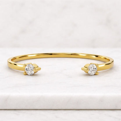 Solid Gold Round Cut Moissanite Wedding Band, Open Ring, Stackable Ring