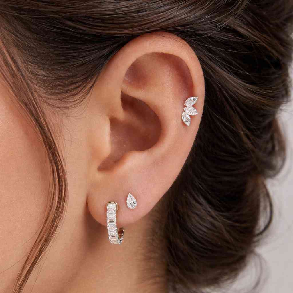 diamond flatback stud moissanite flatback stud lab diamond flatback cubic zirconia flatback diamond bezel piercing