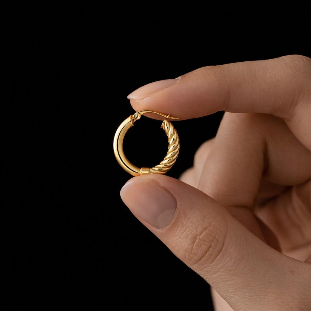 14k Gold Twist Rope Hoop Earrings 25MM / Cable Twist Hoop Earrings / Twisted Rope Hoops / Braided Gold Earrings by Ferkos Fine Jewelry
