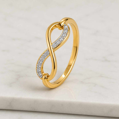 Infinity Ring 14K Solid Gold, Natural Diamond Stackable Infinity Band, Delicate Round Diamond Ring, Elegant Gift for Her, Minimalist Jewelry

