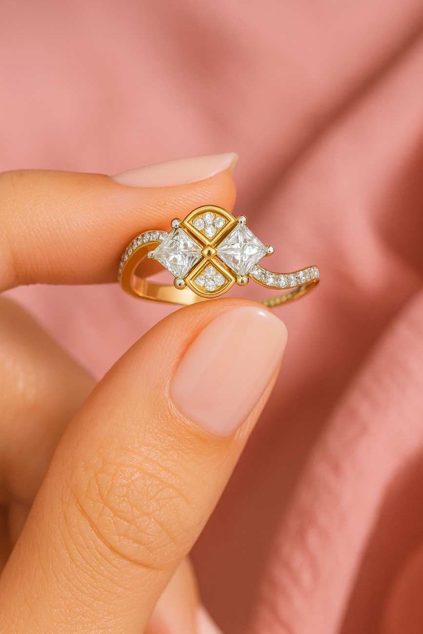 14k Solid Gold Moissanite Ring for Women