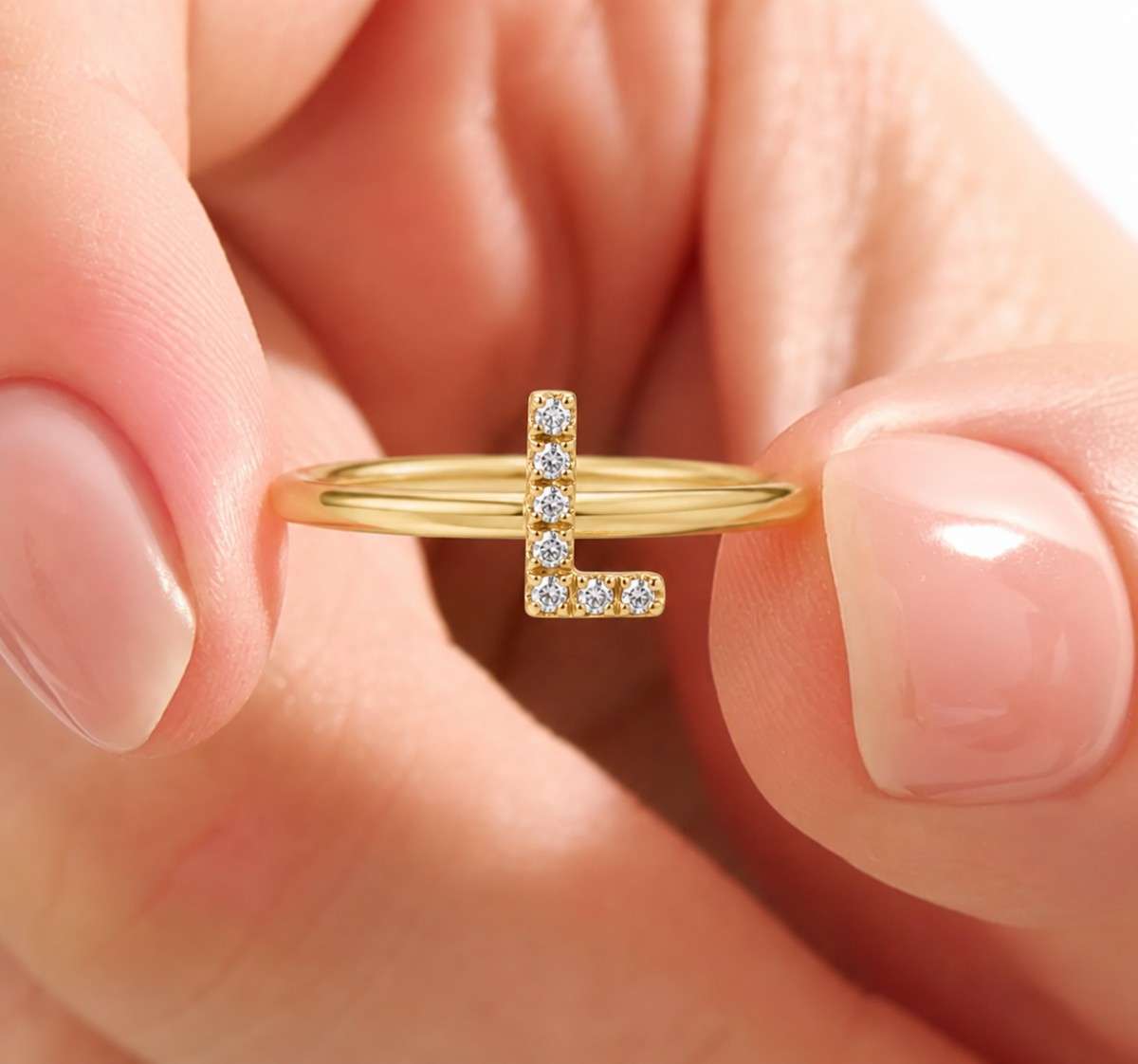 diamond letter ring moissanite ring lab diamond ring cubic zirconia ring natural diamond ring simulated diamond ring gemstone ring clear stone ring sparkling ring pave diamond ring