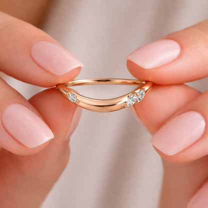 V Ring Round Marquise Wedding Band Diamond Chevron Ring Lab Grown Diamond Stackable Eternity Band V Matching Band Mom Birthday Gifts