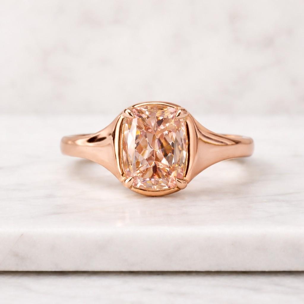 10k vivid pink cushion cut lab diamond ring, gemstone ring, unique ring, pink cushion, perfect gift for her
