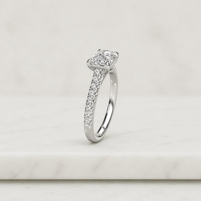 Solid Gold East to West Emerald Cut Moissanite Engagement Ring, Anniversary Gift, LSJ-128B-M