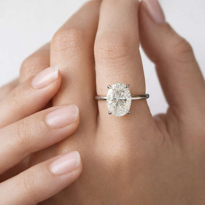 Oval Diamond Solitaire Engagement Ring |Oval Lab Grown Diamond Ring | Cathedral Setting | Solid Gold Proposal Ring | Classic Bridal Ring
