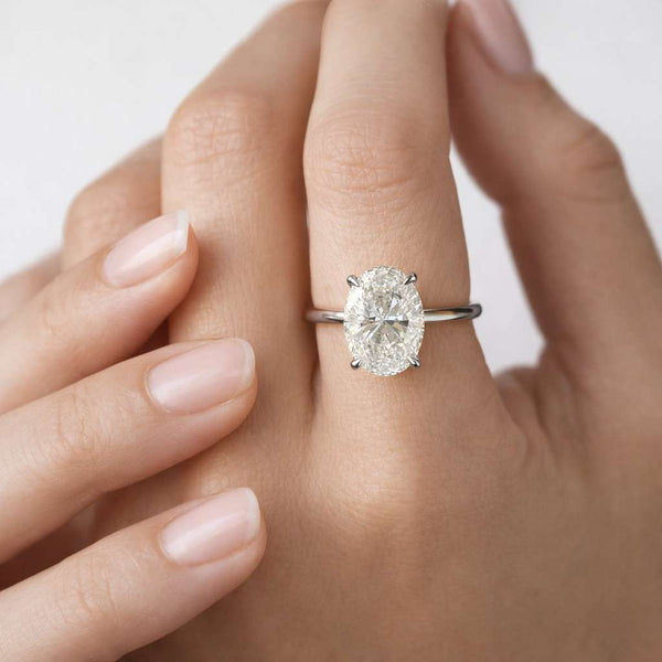 Oval Diamond Solitaire Engagement Ring |Oval Lab Grown Diamond Ring | Cathedral Setting | Solid Gold Proposal Ring | Classic Bridal Ring
