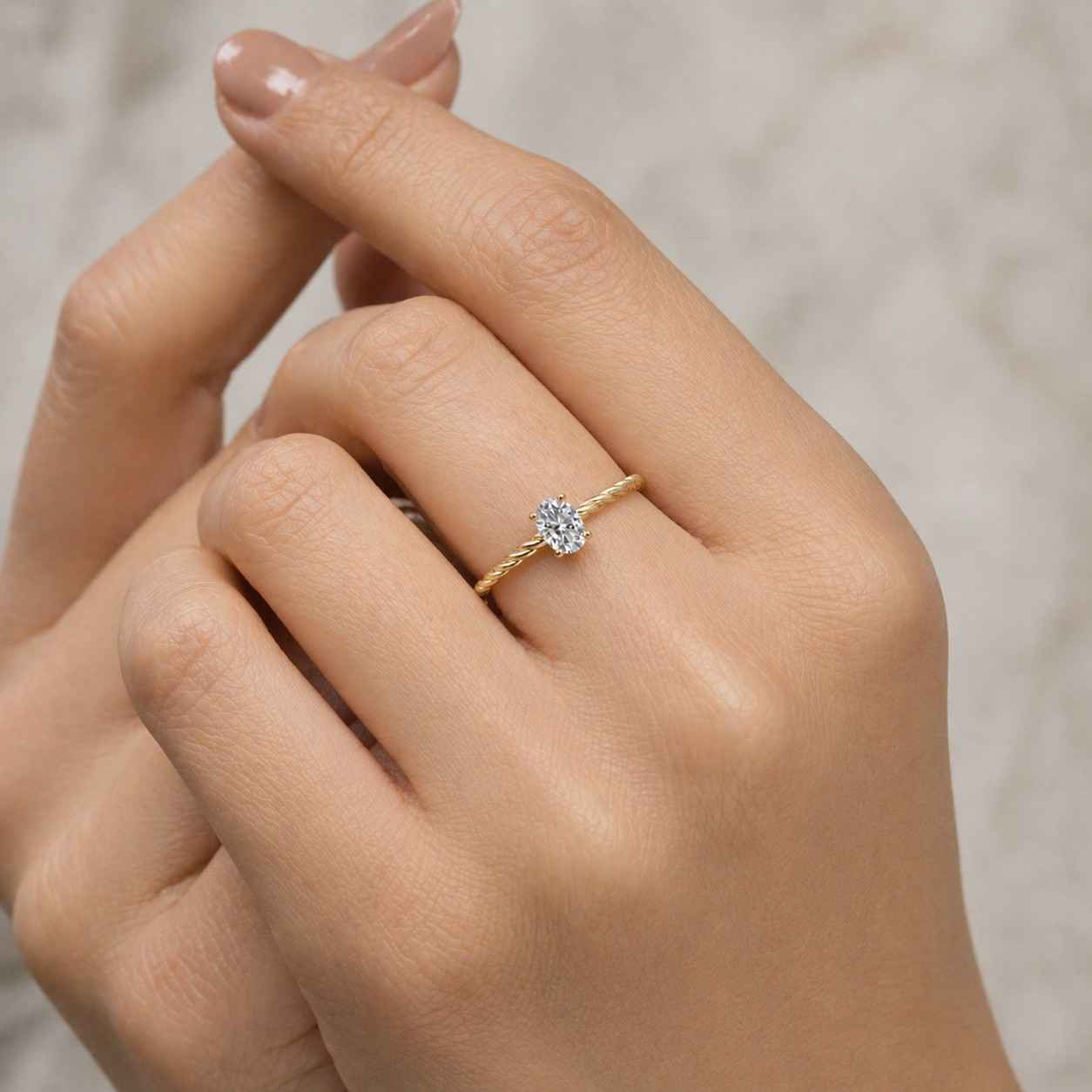 3 ct oval diamond engagement ring with roped band | 14k yellow gold solitaire | classic bold ring | unique textured band for her