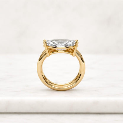 1ct Lab Grown Diamond Engagement Ring for Her – Proposal Gift – 14K Gold Marquise Cut Solitaire Jewelry
