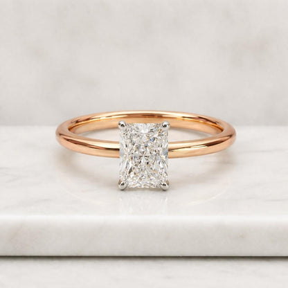 Dainty 2.25 CT Radiant Cut Engagement Ring-Iced Out Radiant Cut Moissanite-Solitaire Wedding Ring-14k Solid Yellow Gold-Jewelry Gift For Her
