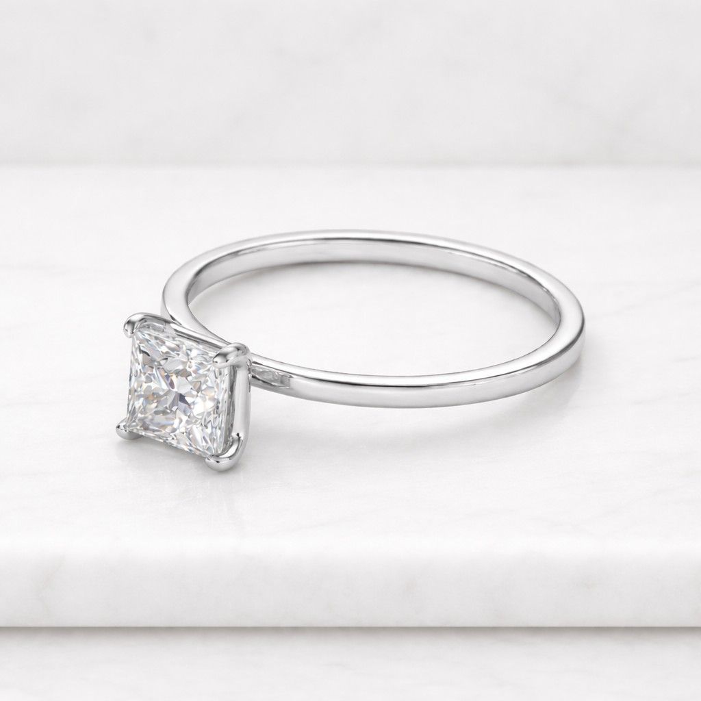 princess cut engagement ring in 14k solid gold / 1.50 ct moissanite engagement ring / princess solitaire moissanite ring / gold promise ring

