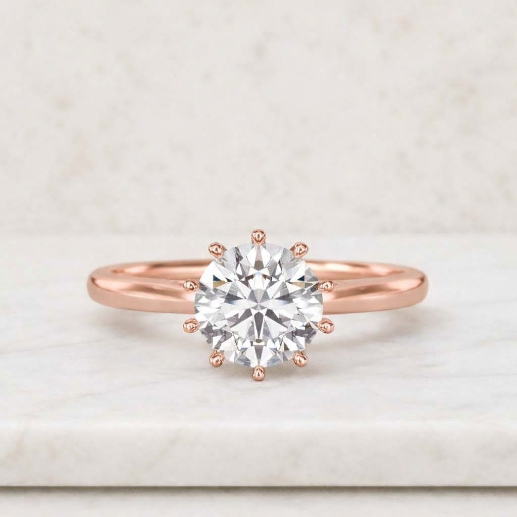 8-prong round engagement ring in 14k solid gold / 1, 1.5, 2 ct moissanite engagement rings / solitaire moissanite ring / gold promise ring