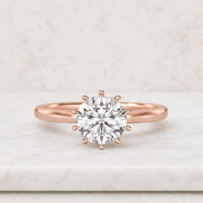 8-Prong Round Engagement Ring in 14k Solid Gold / 1, 1.5, 2 CT Moissanite Engagement Rings / Solitaire Moissanite Ring / Gold Promise Ring