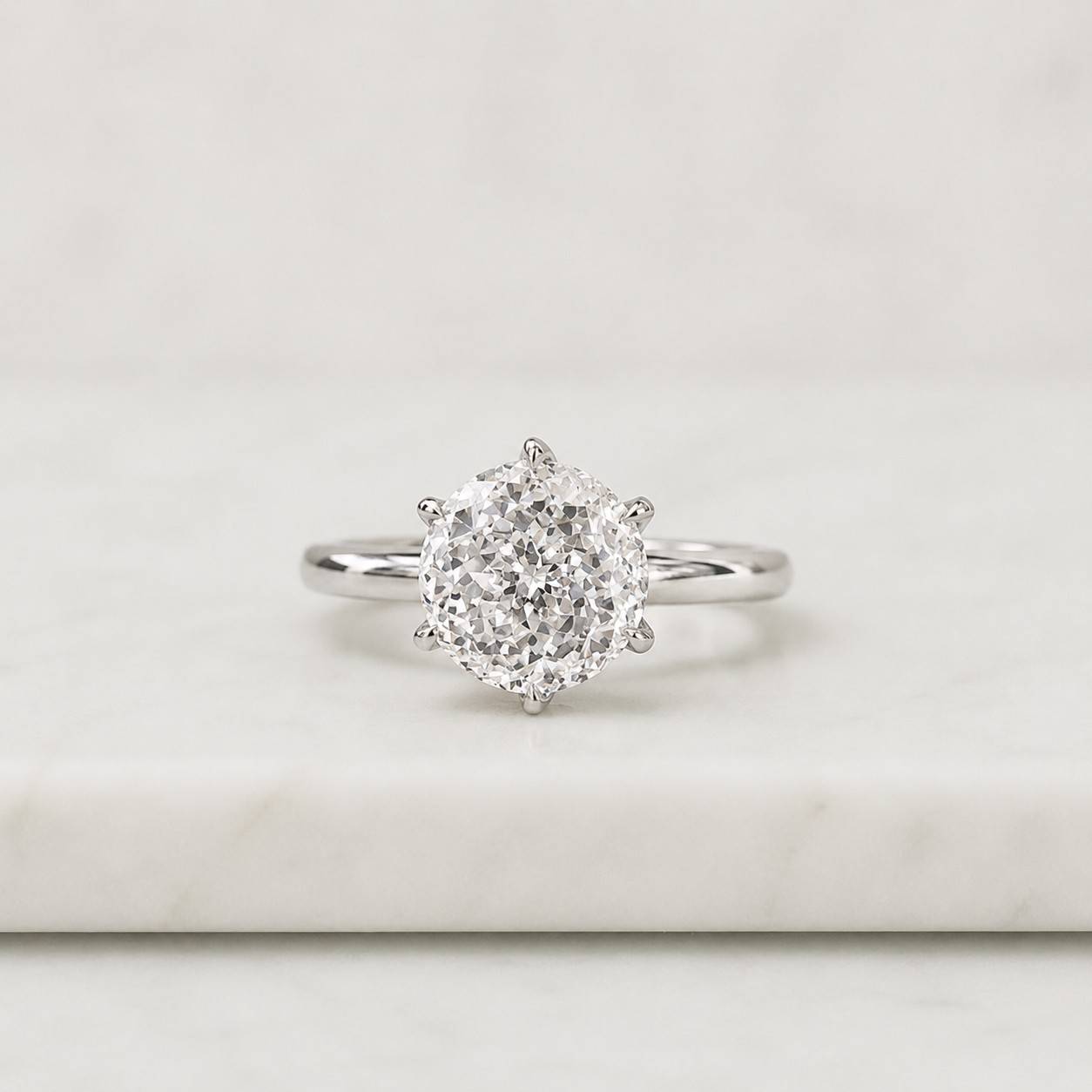 antique portuguese cut moissanite engagement ring solitaire wedding ring cathedral anniversary gift for her
