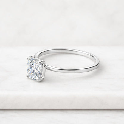 2.5 CT Elongated Cushion Cut Lab Grown Diamond Engagement Ring, IGI Certified Solitaire Diamond Wedding Ring, Two Tone 14K Yellow Gold Ring