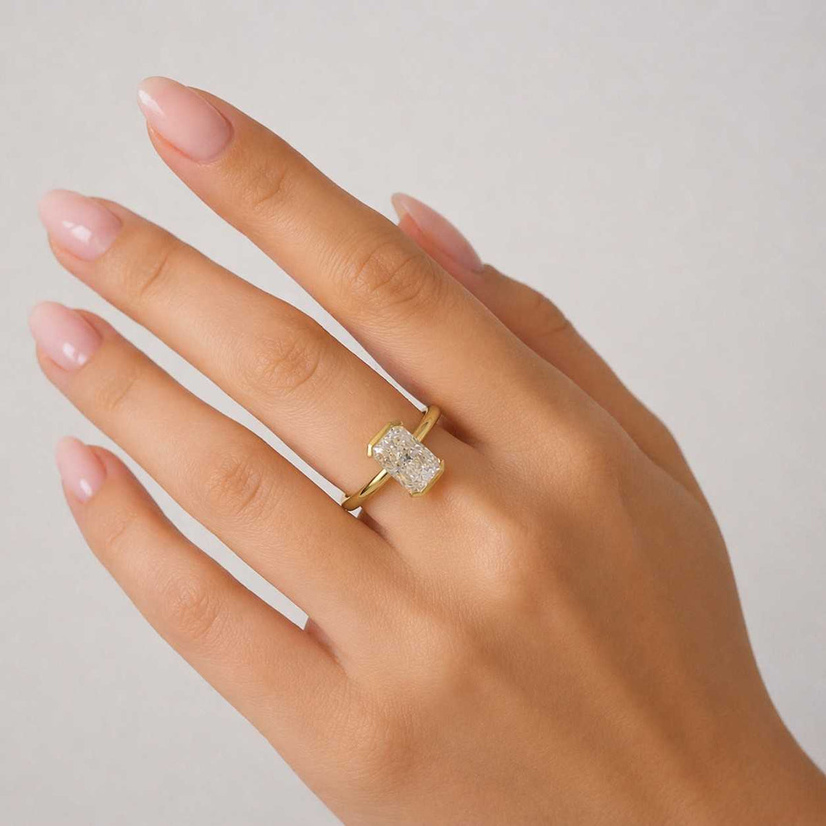 Radiant Cut Lab Grown Diamond Solitaire Bezel Set Ring, CVD Diamond Ring For Wedding Gift, Eco Friendly Diamond Engagement Ring For Her