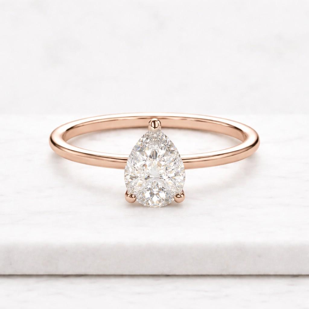 pear engagement ring lab grown diamond pear shape diamond ring solid gold ring for her solitaire ring in white rose gold ring for engagement
