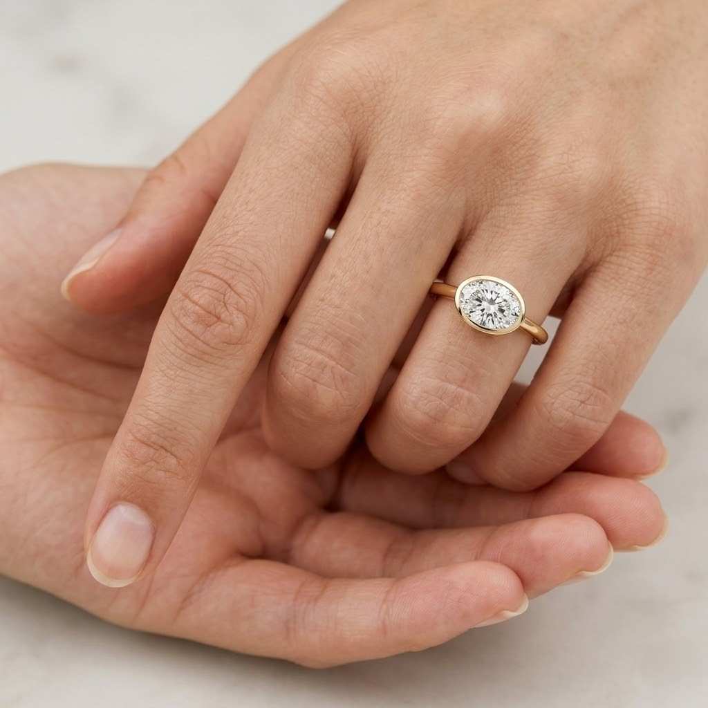 Oval Lab Grown Diamond Engagement Ring Solitaire Wedding Ring 1st Anniversary Ring Gift Simple Oval Diamond Ring for Proposal Oval Brilliant