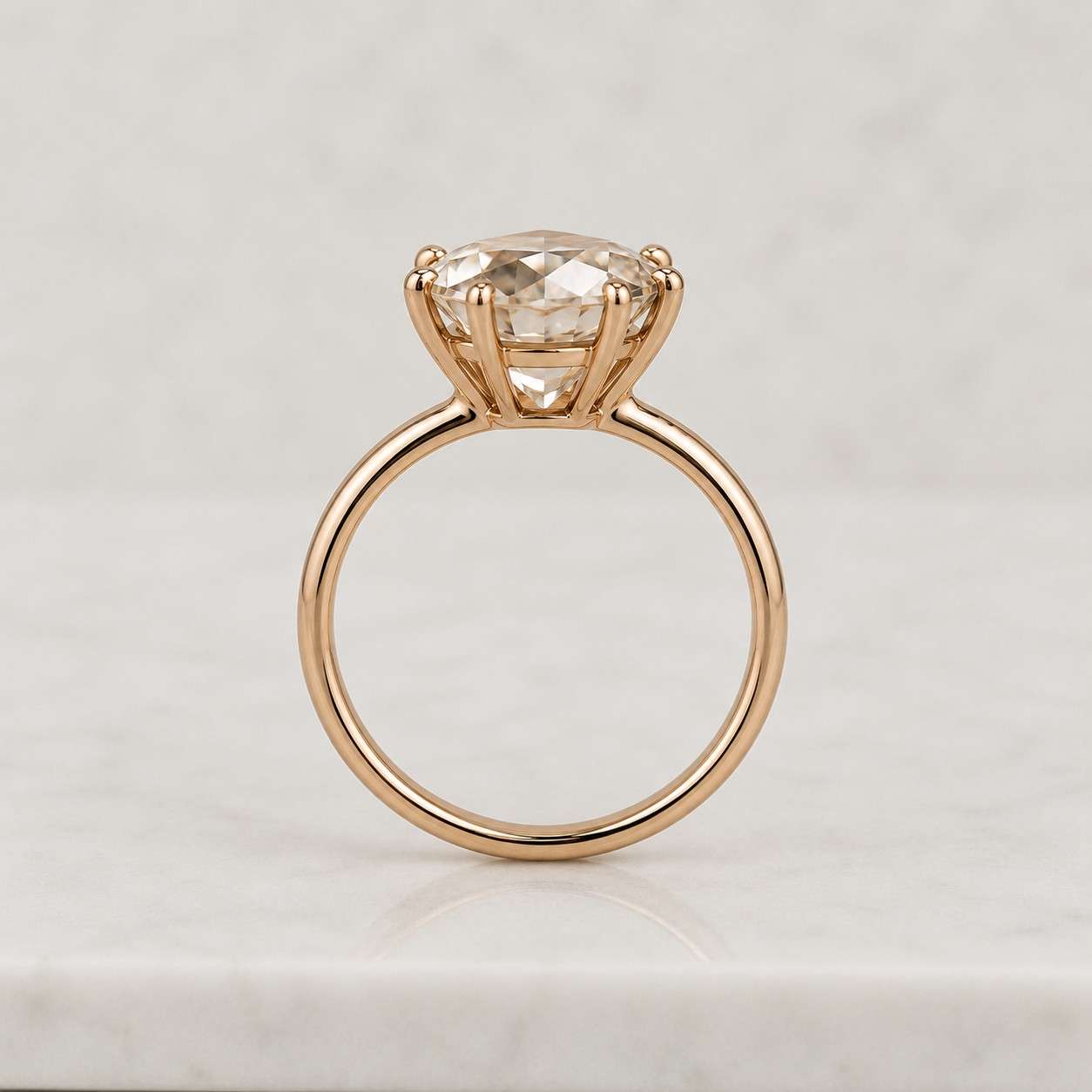 solitaire engagement ring, rose cut diamond ring, real lab grown diamond ring, antique shape 6 prong gold ring, solid white rose yellow gold
