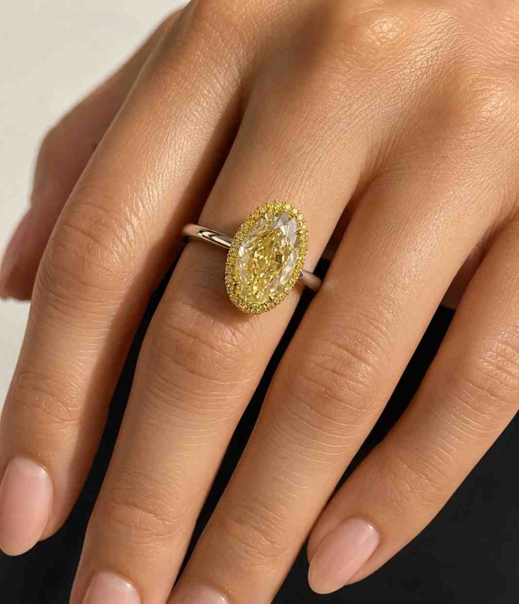 yellow oval diamond engagement ring, white gold solitaire, canary promise ring, anniversary gift
