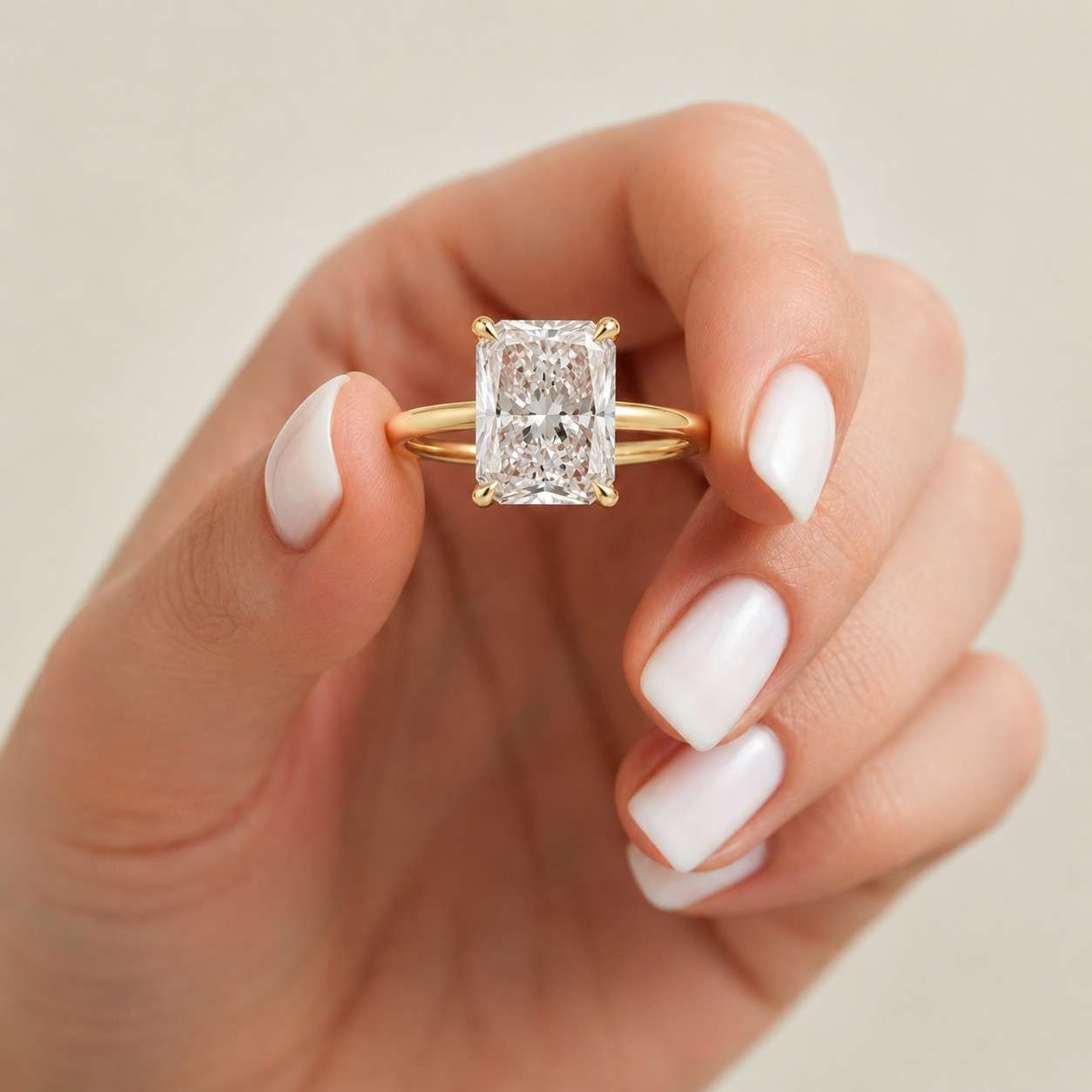 radiant cut lab grown diamond engagement ring, hidden halo solitaire wedding ring, promise ring for women, anniversary gifts, proposal ring
