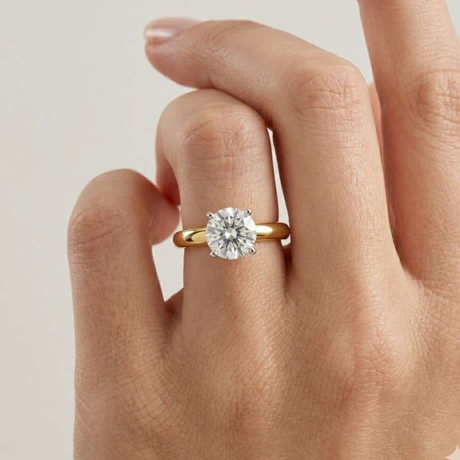 14k Gold Round Moissanite Engagement Ring – IGL Certified, Solitaire