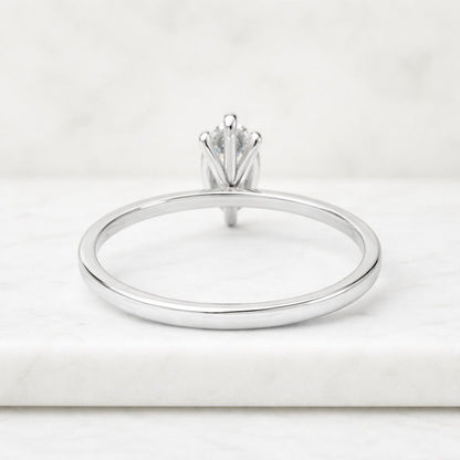 Solid Gold Tulip Set Solitaire Marquise Cut Moissanite Engagement Ring Cathedral Set
