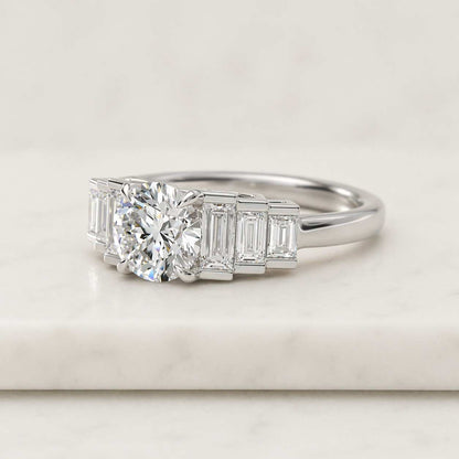 Emerald Cut Diamond Engagement Ring Genuine Lab Grown Diamond Ring Halo & Pave Setting Diamond Ring IGI Certified Diamond Anniversary Ring