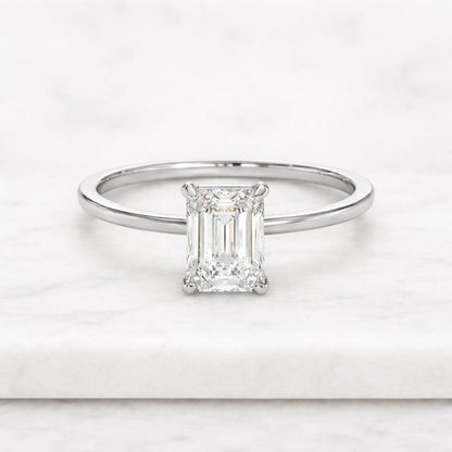 1.50 Carat Emerald Cut Lab Grown Diamond Engagement Ring: E-F VVS2-VS1
