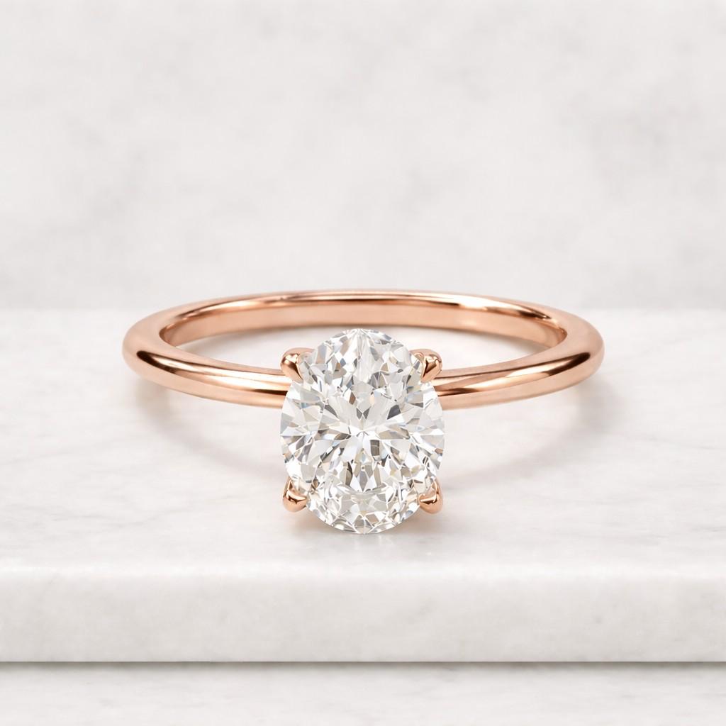 Oval Diamond Engagement Ring Lab Grown Diamond Solitaire Ring Wedding Anniversary Gifts Simple Diamond Ring for Proposal 10k 14k 18k Gold
