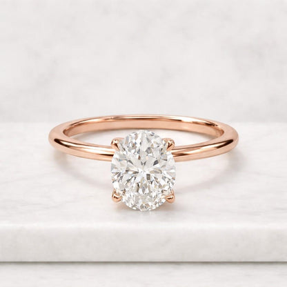 Oval Diamond Engagement Ring Lab Grown Diamond Solitaire Ring Wedding Anniversary Gifts Simple Diamond Ring for Proposal 10k 14k 18k Gold
