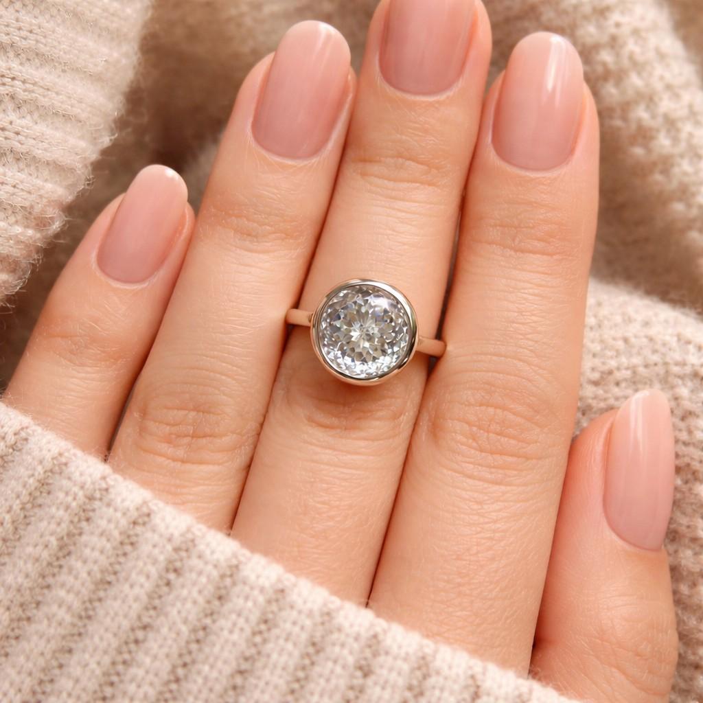 3 ct round three stone engagement ring, moissanite diamond ring, promise ring, wedding ring, excellent cut diamond bezel set ring