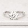 Round Cut Lab Grown Diamond Pave Engagement Ring in 14K White Gold