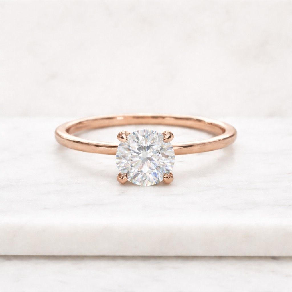 lab grown diamond ring round diamond engagement ring solitaire wedding ring for her brilliant cut diamond proposal ring unique birthday gift
