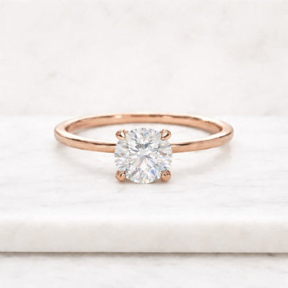 Lab Grown Diamond Ring Round Diamond Engagement Ring Solitaire Wedding Ring for Her Brilliant Cut Diamond Proposal Ring unique Birthday Gift
