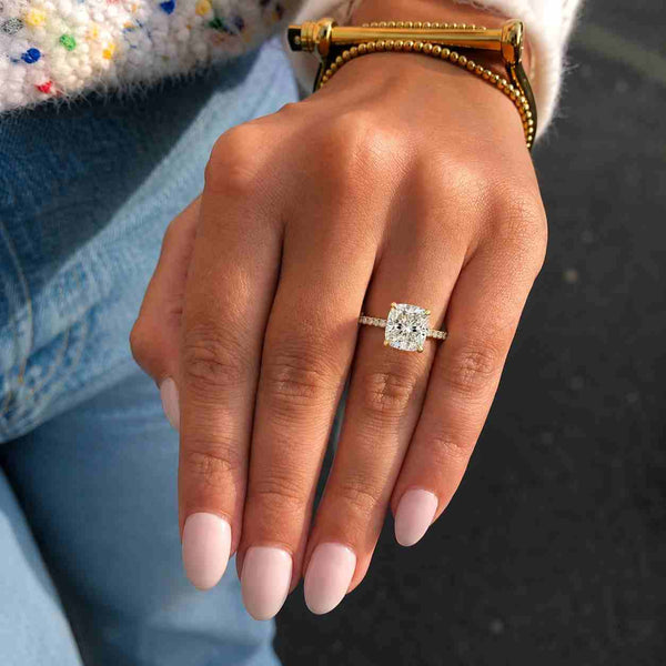 diamond solitaire ring plain gold band/Classic Diamond Ring/Gold Ring