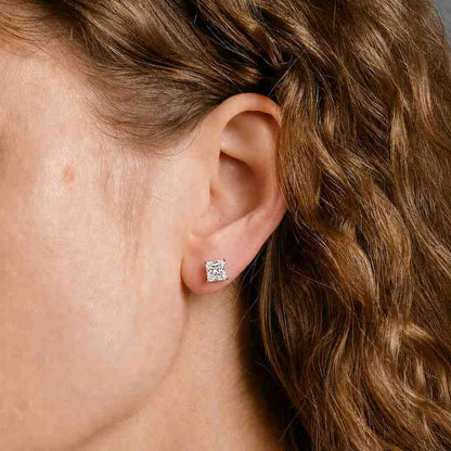 2CT Princess cut Moissanite Earring Studs 14k/18k Gold Solid Princess Moissanite Stud Sterling SilverStud Earrings Moissanite Bridal Earring
