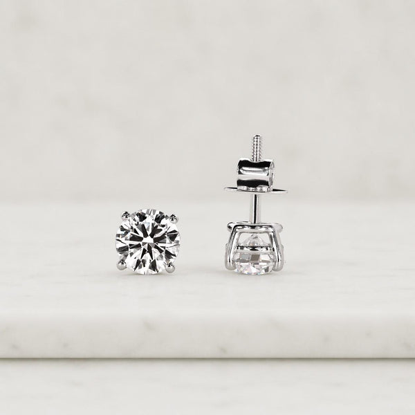 diamond studs solitaire studs round cut earrings basket setting earrings secure back earrings unisex earrings minimalist earrings dainty earrings daily jewelry office jewelry casual earrings
