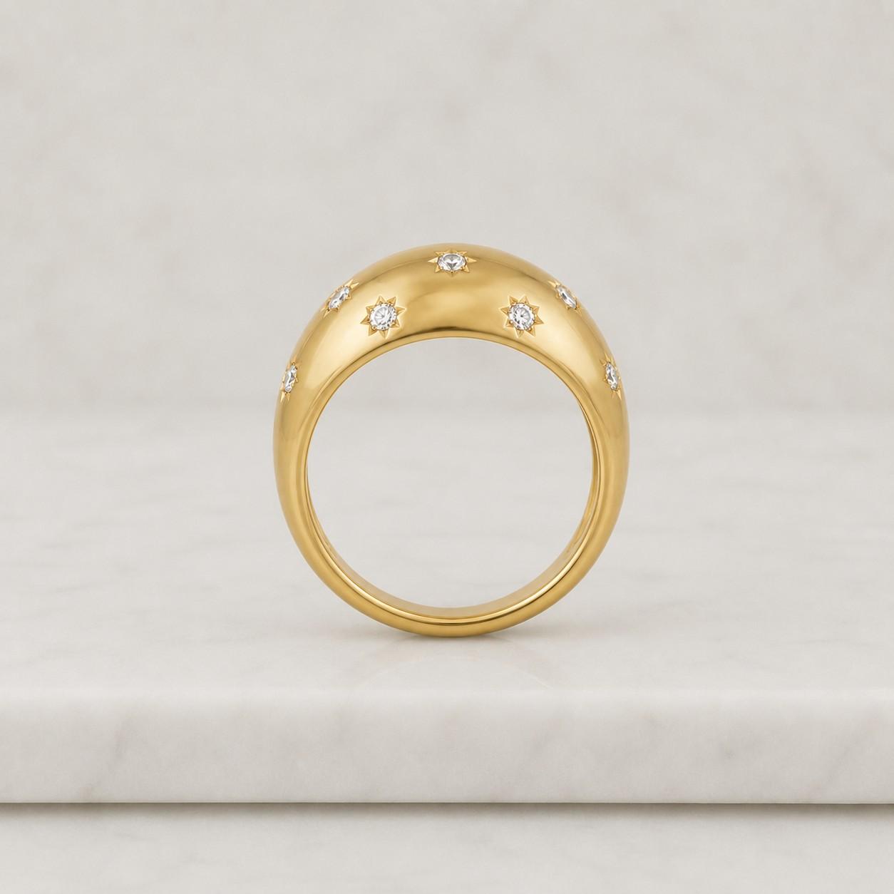 dome ring gold band wide band starburst ring celestial ring flush set ring diamond band statement ring chunky ring polished ring comfort fit ring smooth band luxury ring women ring stacking ring