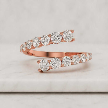 double row ring diamond wrap ring open end ring bypass band round stone ring multi stone ring cluster ring eternity style ring half eternity ring