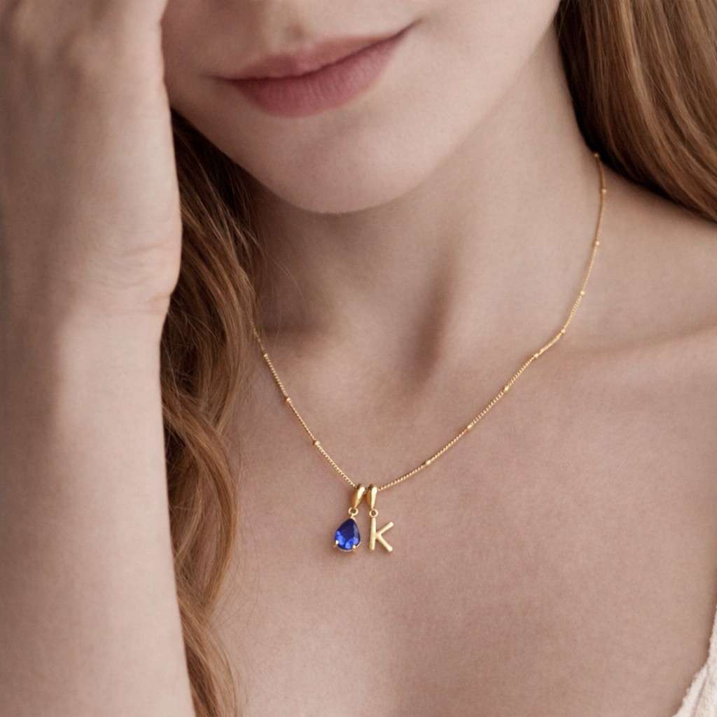 drop pendant blue stone necklace custom initial jewelry everyday necklace fine jewelry gift necklace layering necklace delicate necklace tiny pendant minimalist necklace elegant necklace