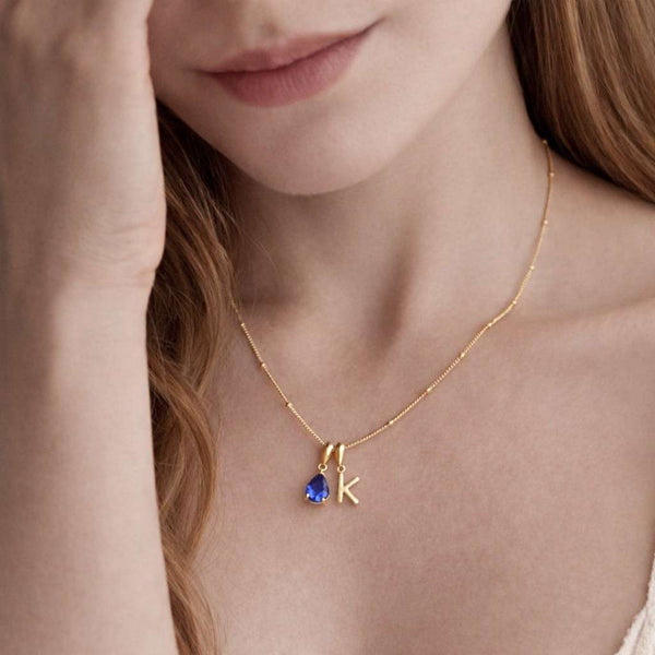 drop pendant blue stone necklace custom initial jewelry everyday necklace fine jewelry gift necklace layering necklace delicate necklace tiny pendant minimalist necklace elegant necklace
