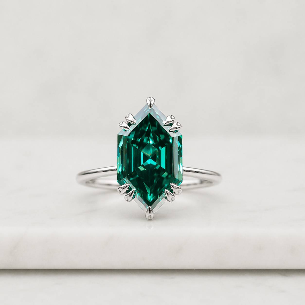 dutch marquise ring green gemstone ring emerald cut ring kite cut ring statement ring solitaire ring unique ring geometric ring
