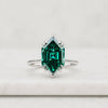 Dutch Marquise Cut Emerald Engagement Ring in 14K White Gold