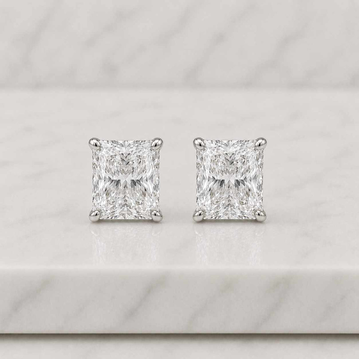 1 to 5 tcw e vvs2 igi certified radiant cut lab grown diamond stud earrings, minimalist luxury jewelry, solitaire earrings gift for woman
